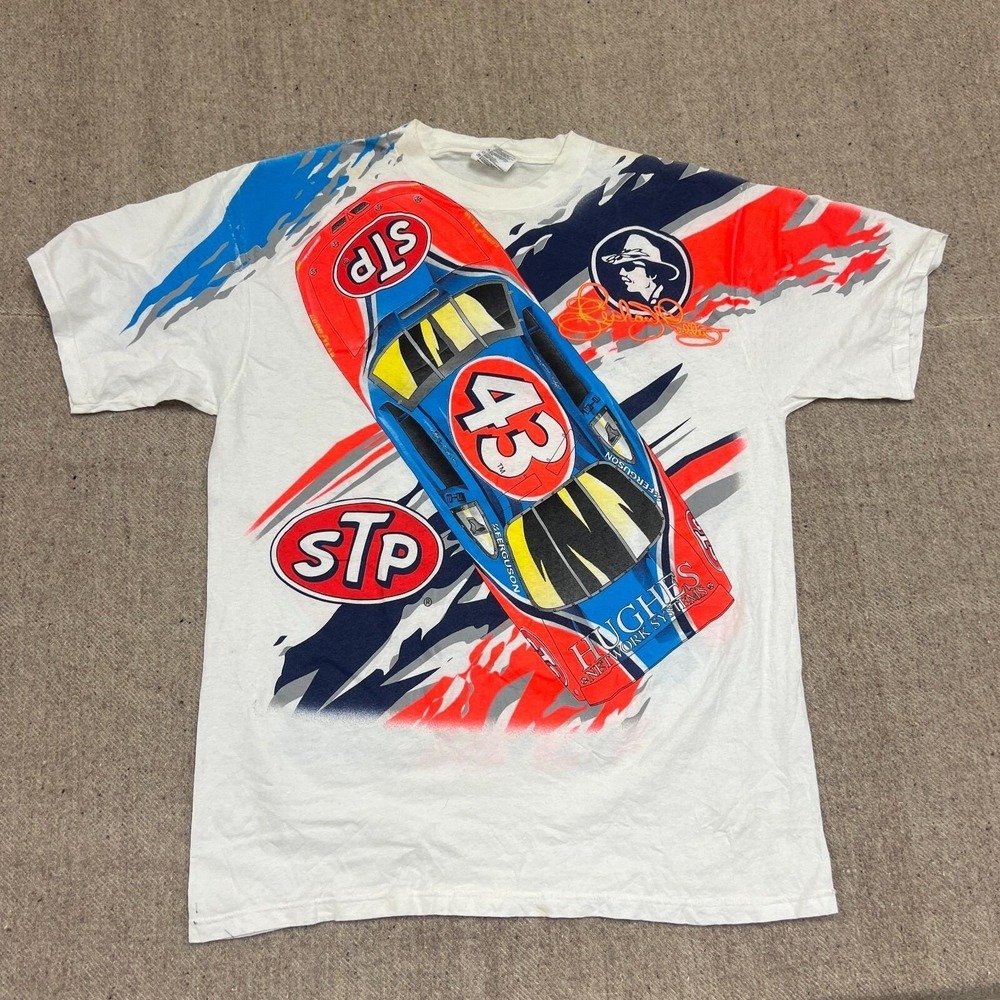 Vintage Richard Petty Shirt‎ Mens XL White 1990s Nascar STP AOP